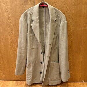 Banana Republic Linen Blend Sport Jacket 42S Taupe Khaki Belted